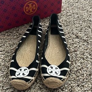 Tory Burch black-and-white espadrilles,  like new! Size 11 women’s